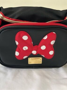 Minnie Mouse Black Fanny Pack Style Bag with Red Polka Dot Bow